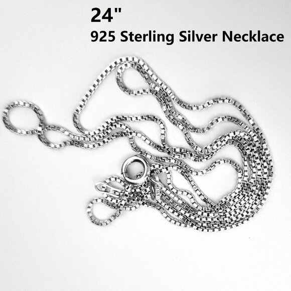 24 inch 925 Sterling Silver Italy Necklace, 925 Sterling Silver Chain - Picture 1 of 16